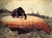 Black Bear and Canoe, Winslow Homer